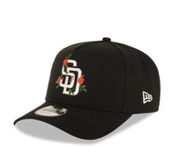 Load image into Gallery viewer, San Diego Padres New Era MLB 9FORTY 940 Adjustable A-Frame Cap Hat Black Crown/Visor White Logo With Rose Gray UV
