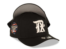 Load image into Gallery viewer, Texas Rangers New Era 9FORTY 940 Adjustable A-Frame Cap Hat Black Crown/Visor White Logo 2024 All Star Game Side Patch Gray UV