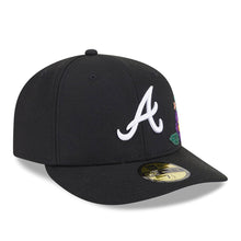 Load image into Gallery viewer, Atlanta Braves New Era MLB 59FIFTY 5950 Fitted Cap Hat Black Crown/Visor White Logo Green UV (Tonal Florals)