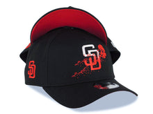 Load image into Gallery viewer, San Diego Padres New Era MLB 9FORTY 940 Adjustable A-Frame Cap Hat Black Crown/Visor White/Red Logo With Dotted Flower Red UV
