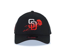 Load image into Gallery viewer, San Diego Padres New Era MLB 9FORTY 940 Adjustable A-Frame Cap Hat Black Crown/Visor White/Red Logo With Dotted Flower Red UV