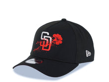 Load image into Gallery viewer, San Diego Padres New Era MLB 9FORTY 940 Adjustable A-Frame Cap Hat Black Crown/Visor White/Red Logo With Dotted Flower Red UV