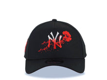 Load image into Gallery viewer, New York Yankees New Era MLB 9FORTY 940 Adjustable A-Frame Cap Hat Black Crown/Visor White/Red Logo With Dotted Flower Red UV