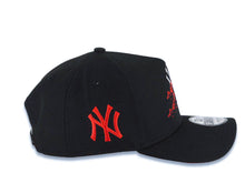 Load image into Gallery viewer, New York Yankees New Era MLB 9FORTY 940 Adjustable A-Frame Cap Hat Black Crown/Visor White/Red Logo With Dotted Flower Red UV