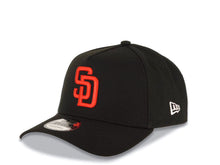 Load image into Gallery viewer, San Diego Padres New Era MLB 9FORTY 940 Adjustable A-Frame Cap Hat Black Crown/Visor Red Logo Calender Side Patch Gray UV