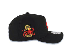 Load image into Gallery viewer, New York Yankees New Era MLB 9FORTY 940 Adjustable A-Frame Cap Hat Black Crown/Visor Red/Metallic Gold Empire Logo 2024 World Series Side Patch
