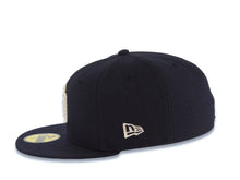 Load image into Gallery viewer, San Diego Padres New Era MLB 59FIFTY 5950 Fitted Cap Hat Navy Blue Crown/Visor Metallic Silver Logo 1998 World Series Side Patch Gray UV