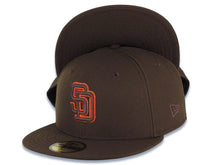 Load image into Gallery viewer, San Diego Padres New Era MLB 59FIFTY 5950 Fitted Cap Hat Brown Crown/Visor Brown/Orange Logo Brown UV