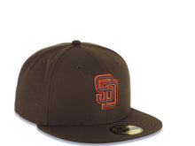 Load image into Gallery viewer, San Diego Padres New Era MLB 59FIFTY 5950 Fitted Cap Hat Brown Crown/Visor Brown/Orange Logo Brown UV