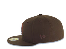 Load image into Gallery viewer, San Diego Padres New Era MLB 59FIFTY 5950 Fitted Cap Hat Brown Crown/Visor Brown/Orange Logo Brown UV