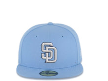 Load image into Gallery viewer, San Diego Padres New Era MLB 59FIFTY 5950 Fitted Cap Hat Sky Blue Crown/Visor White/Gray/Navy Logo Gray UV