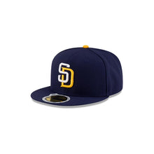 Load image into Gallery viewer, (Youth) San Diego Padres New Era MLB 59FIFTY 5950 Kid Fitted Cap Hat Navy Blue Crown/Visor White/Yellow Logo