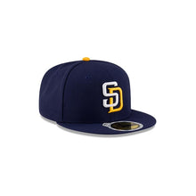 Load image into Gallery viewer, (Youth) San Diego Padres New Era MLB 59FIFTY 5950 Kid Fitted Cap Hat Navy Blue Crown/Visor White/Yellow Logo
