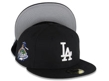 Load image into Gallery viewer, Los Angeles Dodgers New Era MLB 59FIFTY 5950 Fitted Cap Hat Black Crown/Visor White Logo Swinging Shohei Ohtani Side Patch (Gray UV)