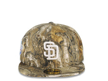 Load image into Gallery viewer, San Diego Padres New Era MLB 59FIFTY 5950 Fitted Cap Hat Real Tree Camo Crown/Visor White Logo 1998 World Series Side Patch (Gray UV)