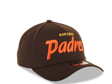 Load image into Gallery viewer, San Diego Padres New Era MLB 9FORTY 940 Adjustable A-Frame Cap Hat Brown Crown/Visor Orange/Yellow Text/Script Logo Green UV