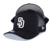 Load image into Gallery viewer, San Diego Padres New Era MLB 9FORTY 940 Adjustable A-Frame Mesh Trucker Cap Hat Navy Blue Crown/Visor White Logo