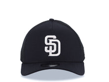 Load image into Gallery viewer, San Diego Padres New Era MLB 9FORTY 940 Adjustable A-Frame Mesh Trucker Cap Hat Navy Blue Crown/Visor White Logo