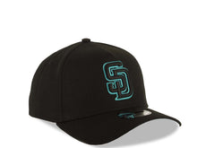 Load image into Gallery viewer, San Diego Padres New Era 9FORTY 940 Adjustable A-Frame Cap Hat Black Crown/Visor Black/Teal Logo