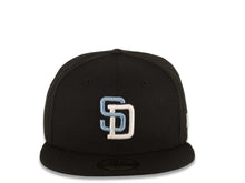 Load image into Gallery viewer, San Diego Padres New Era MLB 59FIFTY 5950 Fitted Cap Hat Black Crown/Visor Sky Blue/White Logo Sky Blue UV