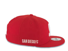 Load image into Gallery viewer, San Diego FC New Era MLS 9FIFTY 950 Snapback Cap Hat Red Crown/Visor White SD Logo
