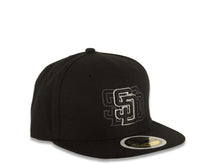 Load image into Gallery viewer, (Youth) San Diego Padres New Era MLB 59FIFTY 5950 Fitted Kid Cap Hat Black Crown/Visor Black/White Trio Logo (Trio Log)