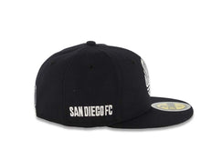 Load image into Gallery viewer, (Youth) San Diego FC New Era MLS 59FIFTY 5950 Kid Fitted Cap Hat Dark Navy Blue Crown/Visor White Club Logo Gray UV