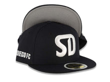 Load image into Gallery viewer, (Youth) San Diego FC New Era MLS 59FIFTY 5950 Kid Fitted Cap Hat Dark Navy Blue Crown/Visor White SD Logo Gray UV