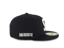 Load image into Gallery viewer, (Youth) San Diego FC New Era MLS 59FIFTY 5950 Kid Fitted Cap Hat Dark Navy Blue Crown/Visor White SD Logo Gray UV