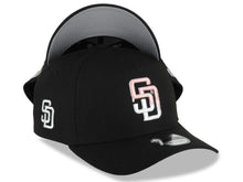 Load image into Gallery viewer, San Diego Padres New Era MLB 9FORTY 940 Adjustable A-Frame Cap Hat Black Crown/Visor Pink Drip With White Logo Gray UV
