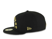 Load image into Gallery viewer, San Diego Padres New Era MLB 59FIFTY 5950 Fitted Cap Hat Black Crown/Visor Metallic Gold 1969 Major League Basell Logo Gray UV