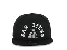 Load image into Gallery viewer, San Diego Padres New Era MLB 9FIFTY 950 Snapback 1969 Cap Hat Black Crown/Visor White Text/Script Logo Gray UV