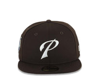 Load image into Gallery viewer, San Diego Padres New Era MLB 59FIFTY 5950 Fitted Cap Hat Dark Brown Crown/Visor White P Script Logo 40th Anniversary Side Patch Gray UV