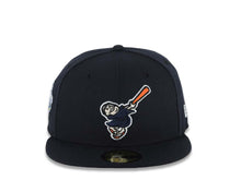 Load image into Gallery viewer, San Diego Padres New Era MLB 59FIFTY 5950 Fitted Cap Hat Navy Blue Crown/Visor Navy Blue/Orange Swinging Friar Logo 1998 World Series Side Patch Gray UV