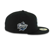 Load image into Gallery viewer, San Diego Padres New Era MLB 59FIFTY 5950 Fitted Cap Hat Black Crown/Visor White Logo With Rose 1998 World Series Side Patch Gray UV
