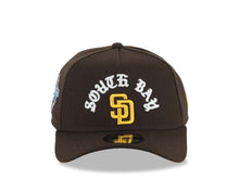 Load image into Gallery viewer, San Diego Padres New Era MLB 9FORTY 940 Adjustable A-Frame Cap Hat Brown Crown/Visor Yellow Logo With South Bay Script/Text 1998 World Series Side Patch