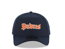 Load image into Gallery viewer, San Diego Padres New Era MLB 9FORTY 940 Adjustable A-Frame Hat Navy Blue Crown/Visor Orange/White Script/Text Logo SD Side Patch Green UV