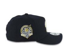 Load image into Gallery viewer, San Diego Padres New Era MLB 9FORTY 940 Adjustable A-Frame Hat Navy Blue Crown/Visor Glow White/Metallic Gold P Logo 40th Anniversary Side Patch Gray UV