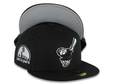 Load image into Gallery viewer, San Diego Padres New Era MLB 59FIFTY 5950 Fitted Cap Hat Black Crown/Visor Black/White Swinging Friar Logo Petco Park Stadium Side Patch