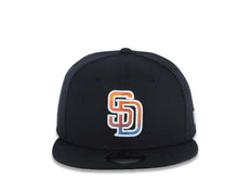 Load image into Gallery viewer, San Diego Padres New Era MLB 9FIFTY 950 Snapback Cap Hat Navy Blue Crown/Visor Orange/Royal Blue Gradient Logo Gray UV