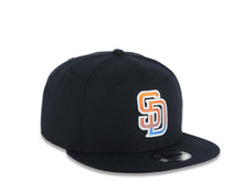 Load image into Gallery viewer, San Diego Padres New Era MLB 9FIFTY 950 Snapback Cap Hat Navy Blue Crown/Visor Orange/Royal Blue Gradient Logo Gray UV