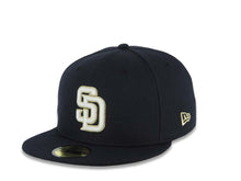 Load image into Gallery viewer, San Diego Padres New Era MLB 59FIFTY 5950 Fitted Cap Hat Navy Blue Crown/Visor White/Metallic Gold Logo 40th Anniversary Side Patch Gray UV