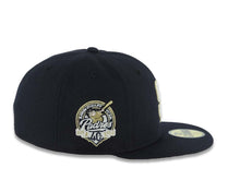 Load image into Gallery viewer, San Diego Padres New Era MLB 59FIFTY 5950 Fitted Cap Hat Navy Blue Crown/Visor White/Metallic Gold Logo 40th Anniversary Side Patch Gray UV