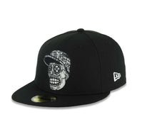 Load image into Gallery viewer, San Diego Padres New Era MLB 59FIFTY 5950 Fitted Cap Hat Black Crown/Visor Black/White Skull Logo 40th Anniversary Side Patch Gray UV