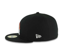 Load image into Gallery viewer, Los Angeles Dodgers New Era MLB 59FIFTY 5950 Fitted Cap Hat Black Crown/Visor White Logo With Metallic Gold Flame LA Side Patch Gray UV