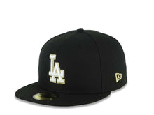 Load image into Gallery viewer, Los Angeles Dodgers New Era MLB 59FIFTY 5950 Fitted Cap Hat Black Crown/Visor White/Metallic Gold Logo 1984 Stadium Side Patch Gray UV