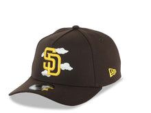 Load image into Gallery viewer, San Diego Padres New Era MLB 9FORTY 940 Adjustable A-Frame Cap Hat Brown Crown/Visor Yellow Logo White Clouds 1998 World Series Side Patch Gray UV