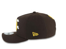 Load image into Gallery viewer, San Diego Padres New Era MLB 9FORTY 940 Adjustable A-Frame Cap Hat Brown Crown/Visor Yellow Logo White Clouds 1998 World Series Side Patch Gray UV