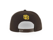 Load image into Gallery viewer, San Diego Padres New Era MLB 9FORTY 940 Adjustable A-Frame Cap Hat Brown Crown/Visor Yellow Logo White Clouds 1998 World Series Side Patch Gray UV