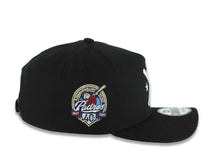 Load image into Gallery viewer, San Diego Padres New Era MLB 9FORTY 940 Adjustable A-Frame Cap Hat Black Crown/Visor White Bats Logo 40th Anniversary Side Patch Gray UV